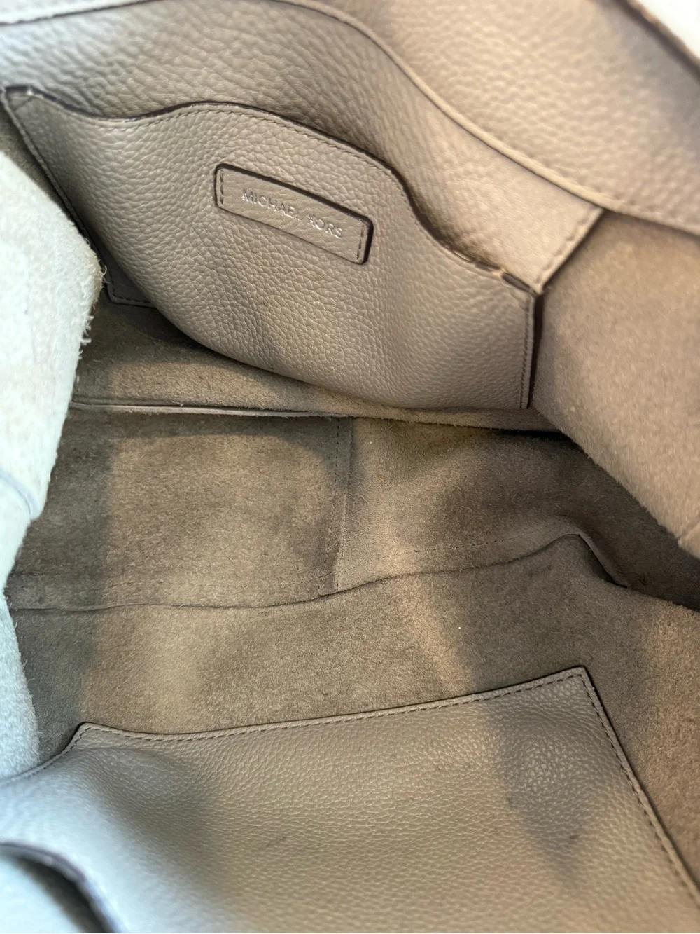 Michael Kors Grey Leather Shoulder Hobo Bag